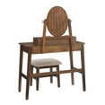 thumbnail image 4 of Linon Gwen 2-Piece Vanity Set, Includes Vanity and Bench, Walnut Finish with Natural Fabric, 4 of 13