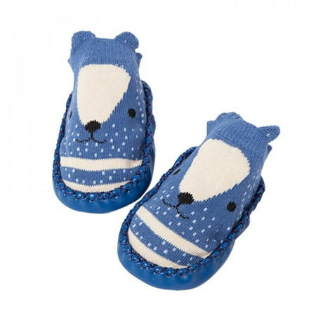 

1Pair Newborn Toddler Floor Shoes Cartoon Fox Owl With Rubber Sole Prewalker Soft-soled Anti-slip Shoes