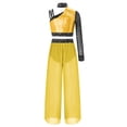 thumbnail image 3 of YiZYiF Girls Sequin Rhinestones Crop Top with Lyrical Performance Chiffon Pants Jazz Dance Outfit Sets Yellow 12, 3 of 6