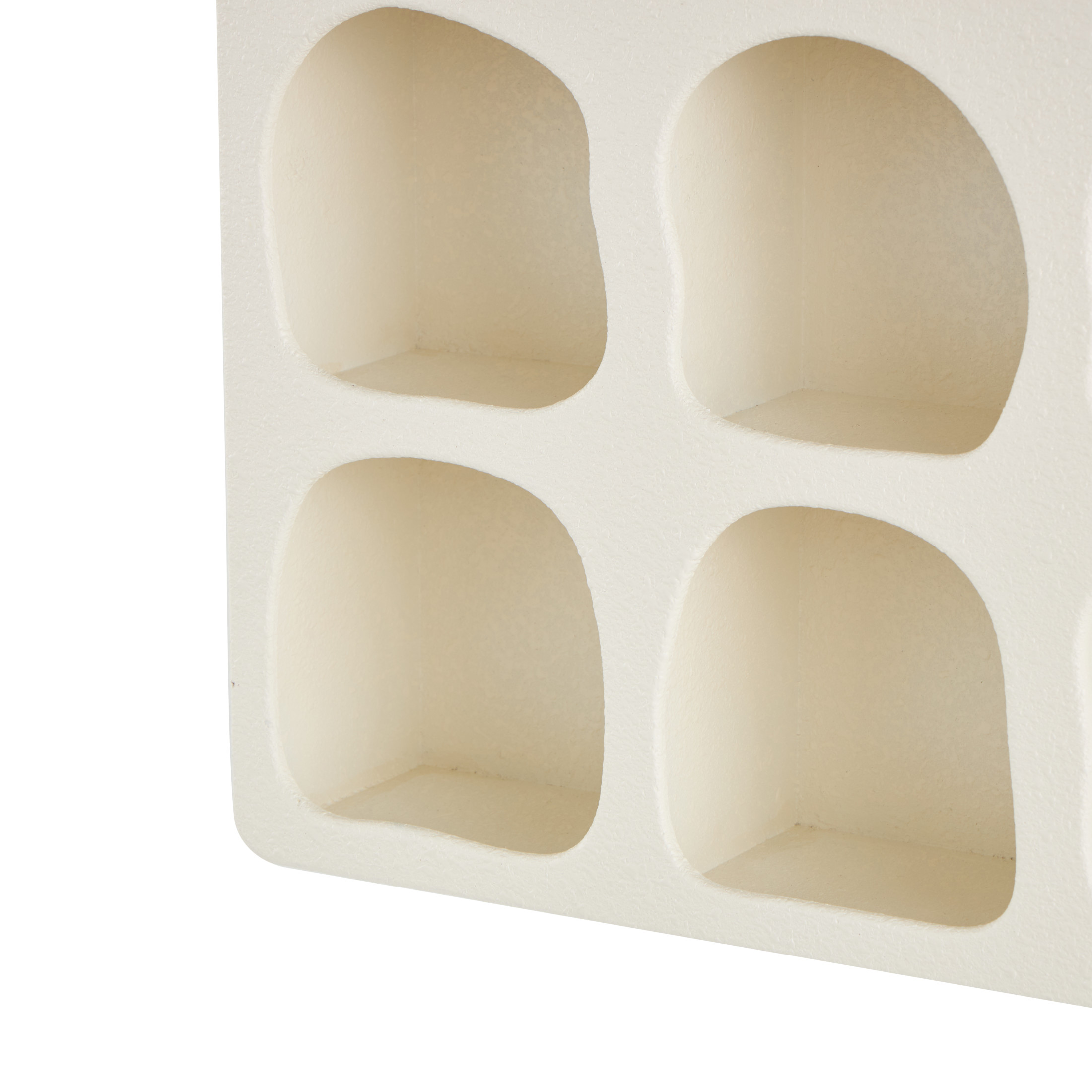 DecMode 19" x 5" 9-Tier Cream Geometric Wall Shelf with Abstract Block Shapes