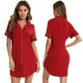 thumbnail image 6 of WBQ Womens Sleepwear Short Sleeve Nightgown Button Down Pajamas for Women Nightshirt Red Tag S/US 6, 6 of 7