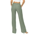 thumbnail image 3 of TRUBKH Linen Pants for Women Paperbag Pant Floral Belt Pants Gaucho Pant Resort Wear for Women 2026 Tapered Pants Vacation Beach Pants Pull On Pants Flowy Gauze Boho Bottoms Lounge Trousers Green M, 3 of 8