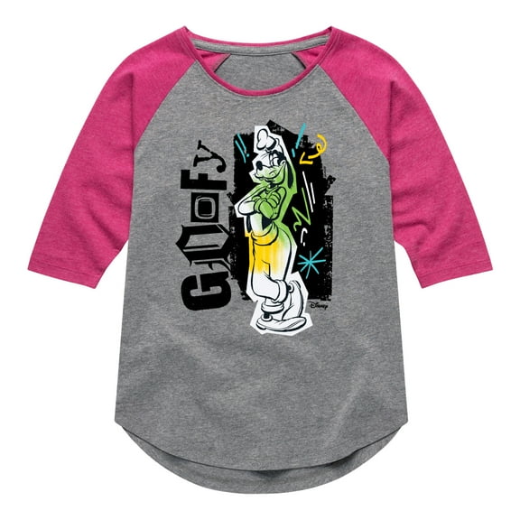 Disney - Goofy Punk - Toddler & Youth Girls Raglan Graphic T-Shirt