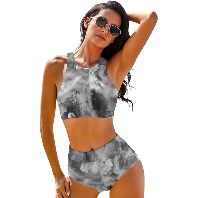 NICKSUN High Waisted Bikini Sets for Women, 2 Piece Swimsuit Women High Neck Bikinis Racerback Bathing Suits