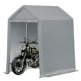 thumbnail image 7 of Heavy Duty Outdoor Storage Shed, 6x8 FT Carport with Roll-Up Zipper Door, Waterproof Storage Tent Shelter Canopy for Motorcycle, Bike, Car, Garden Tools, Grey, 7 of 7