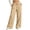 Khaki 04, variant on Karymi Elastic Waist Drawstring Wide Leg Pants Woman, Front Seam Casual Trousers with Side Pockets