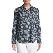 EV1 from Ellen DeGeneres Ikat Floral Button Down Shirt Women's