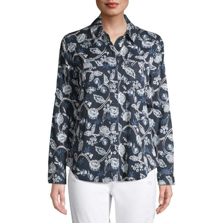 EV1 from Ellen DeGeneres Ikat Floral Button Down Shirt Women's