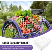 MOONCOOL 24 26 Adult Tricycle, 7 Speed 3 Wheeled Bikes for Adults, Trike Cruiser Bike w/ Large Basket & Maintenance Tools & Shimano Derailleur & Parking Brake Handle