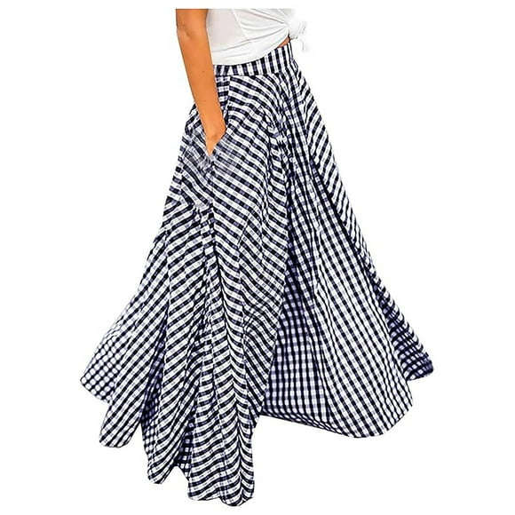 toraway Pleated Skirts for Women Length Women Loose Fit Skort Chiffon Skirt for Women Maxi Long Plaid High Cut Skort XL