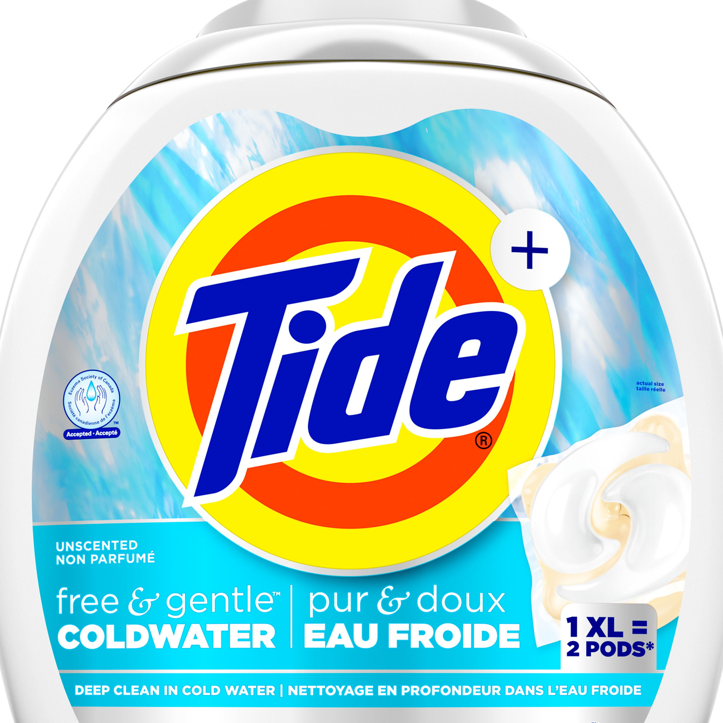 Tide PODS Free and Gentle Coldwater Laundry Detergent Pacs, 45 Count, Hypoallergenic Laundry Detergent Pacs, TIDE TD PWRPDS F&G CW45CT