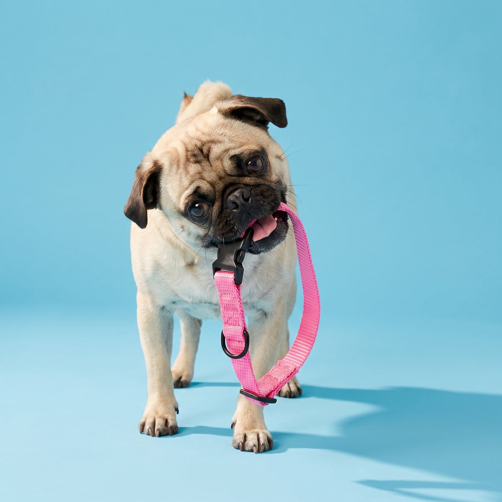 (2 pack) Vibrant Life Solid Polyester Adjustable Dog Collar, Pink, S