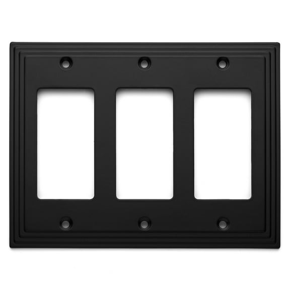 Cosmas 25084-FB Flat Black Triple GFI/Decora Rocker Wall Switch Plate Switchplate Cover