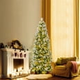 thumbnail image 1 of Gymax 6 FT Artificial Christmas Tree Pre-Lit Hinged Xmas Tree w/ 580 Flocked Frosted Tips, 1 of 10