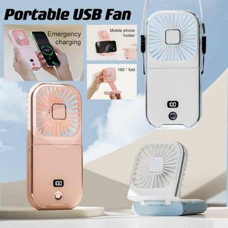 

Mini Portable Outdoor Hand Fan Hanging Neck Fan USB Charging 3000mAh Battery Powered 180° Folding Wireless Table Air Cooling Fan