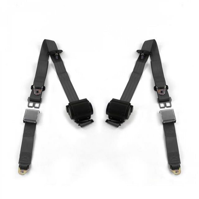 Ford 1935-1940 Airplane 3 Point Charcoal Retractable Bucket Seat Belt Kit - 2 Belts