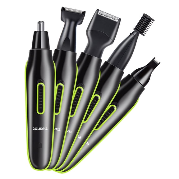 Nose Hair Trimmer Rechargeable 5 in 1 Nose Trimmer for Men Women Electric Ear Hair Trimmer/Beard Trimmer/Sideburn Trimmer/Precision Detailer Stainless Steel with Anti-Pinch Technology (Black)