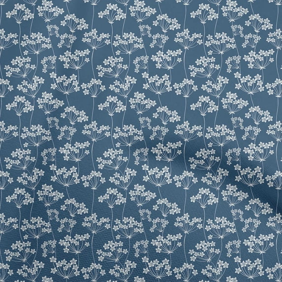 oneOone Cotton Poplin Twill Blue Fabric Floral Craft Projects Decor Fabric Printed By The Yard 56 Inch Wide