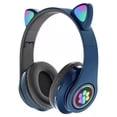 thumbnail image 3 of Injueey Auriculares con orejas de gato Auriculares inalámbricos Música Estéreo Auriculares con azules con micrófono Niños Hija fone Gamer Cables de audio/vídeo azul, 3 of 6