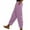 Pink, variant on Wyobmus Women's Wide Leg Linen Pants Solid Color Side Button Tapered Pants Casual Elastic Waist Summer Loose Lounge Pants With Pocket Olive Green