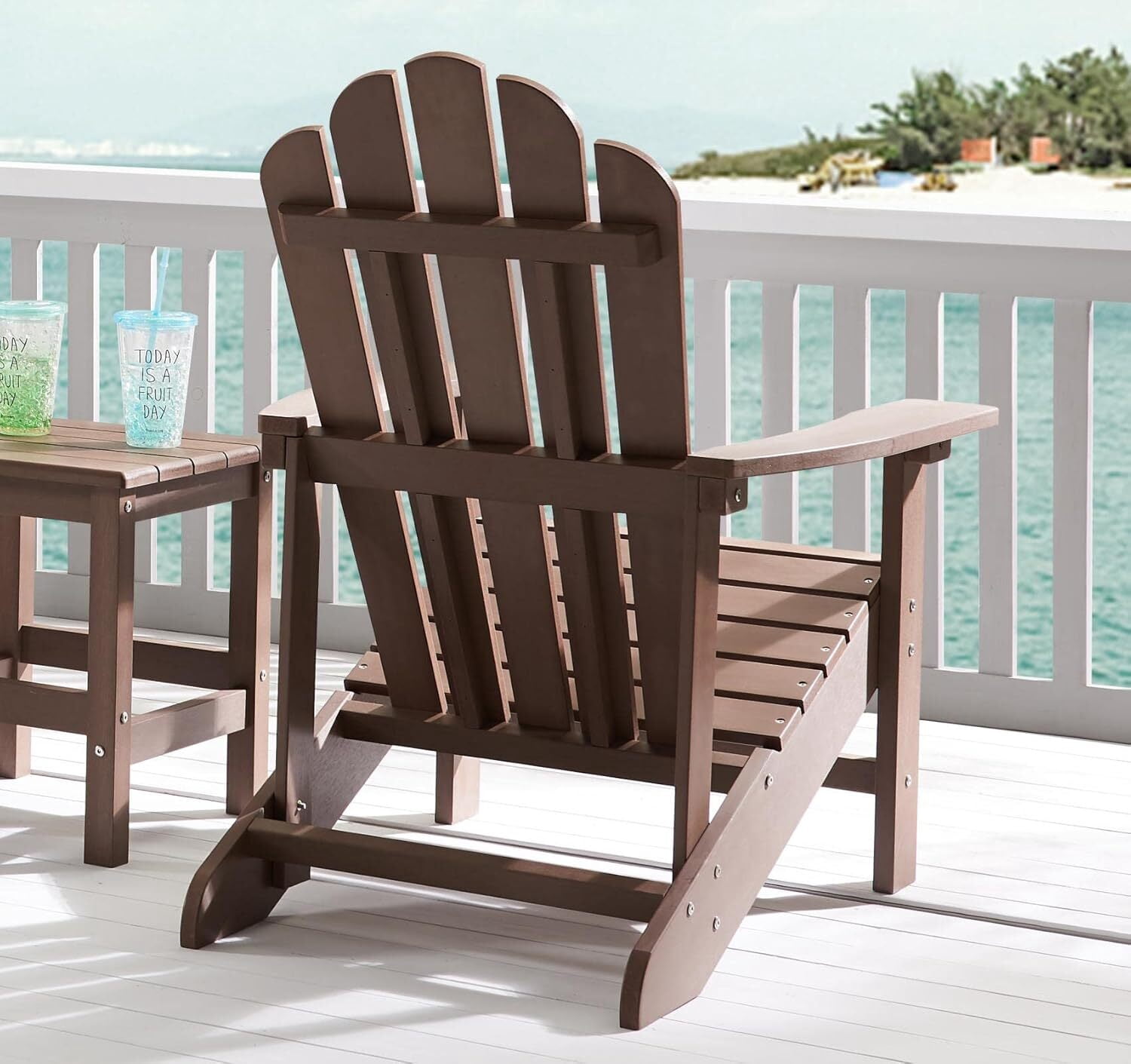 GONICHA Adirondack Chair,All-Weather Poly Lumber Fire Pit Chair for Patio Garden,Coffee