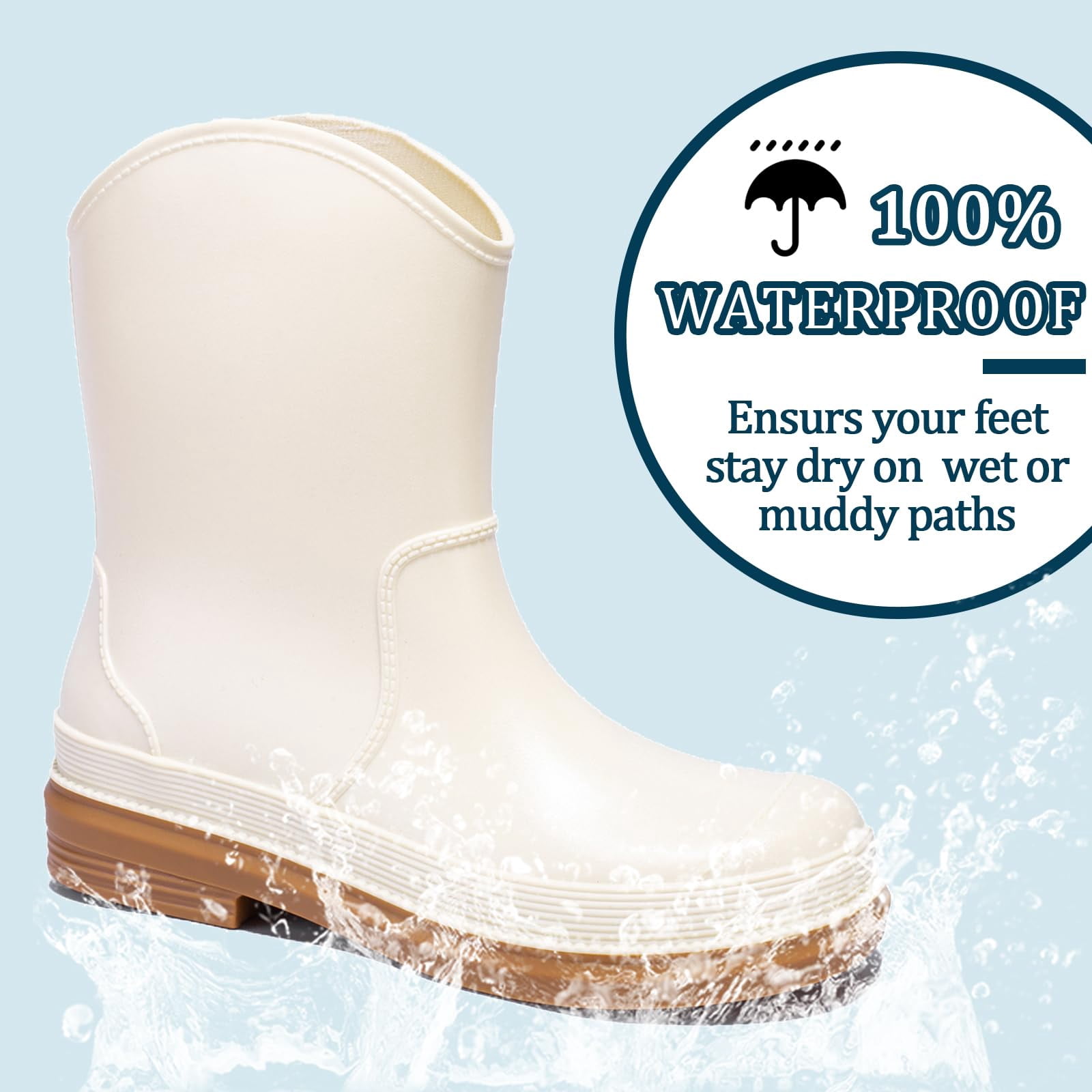 AUXDIQ Rain Shoes Women Mid-calf Boots Waterproof Rain Boots Outdoor Garden Shoes