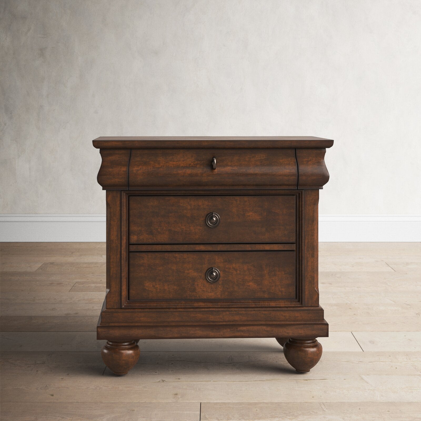 Deonte 3 Drawer Nightstand, Dovetail Joints, Felt Lined Top Drawer