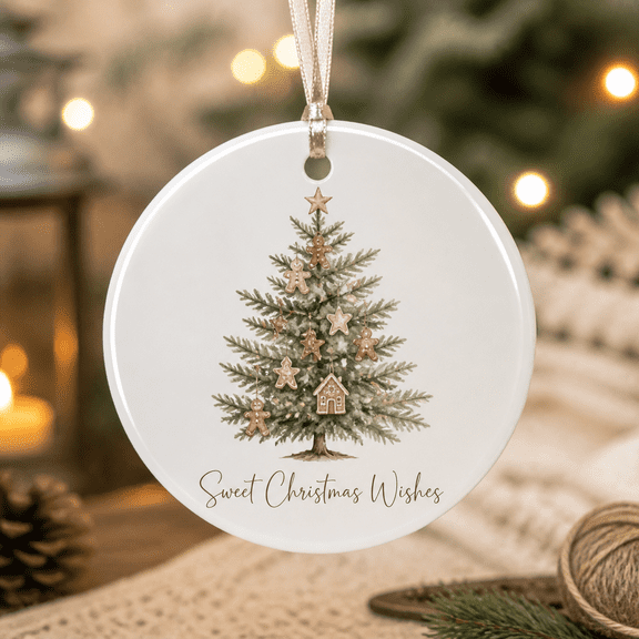 Christmas Ornament Sweet Christmas Wishes Vintage Pine Tree Hanging Holiday Gift
