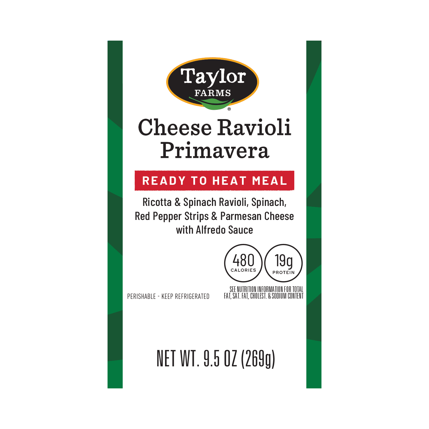 Taylor Farms Cheese Ravioli Primavera, Microwave Ready Single Serve Meal, 9.5 oz, Fresh