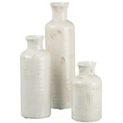 Sullivans Set of 3 Small Ceramic Bottle Vases 5"H, 7.5"H & 10"H Off-White