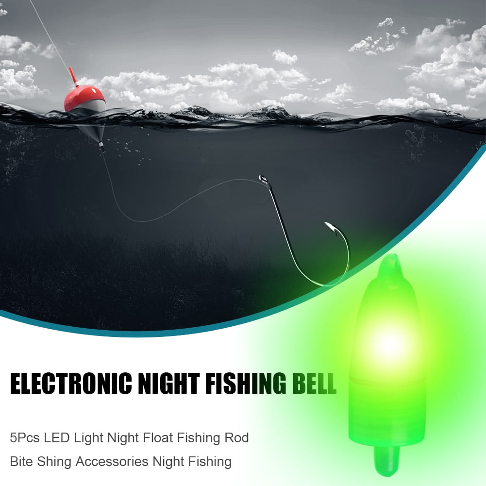 5pcs Fishing Bells Night Luminous Fishing Rod Tip Bite Alarm LED Light Ring SL# 