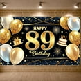 thumbnail image 1 of Golden Glitter 89th Birthday Banner Metallic Balloons Display Star Pattern Birthday Cake 89th Party Backdrop for 89th Birthday Party Elderly Celebration Birthday Gathering, 1 of 5