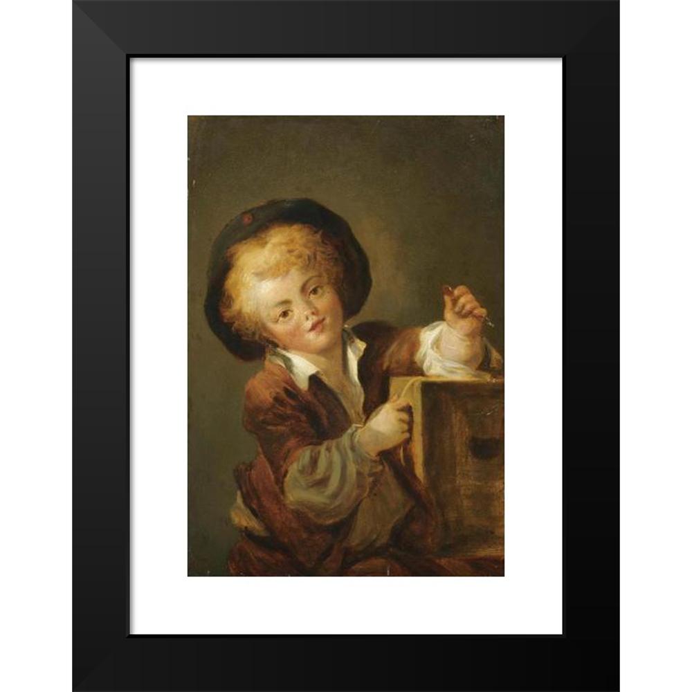 Jean-Honoré Fragonard 11x14 Black Modern Framed Museum Art Print Titled - The Little Boy with Curiosity - a Little Boy with a Curiosity