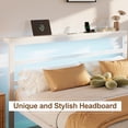 thumbnail image 4 of E-motie King Size Bed Frame with Storage Headboard, Heavy Duty Platform Bed Frame with Charging Station and LED Light, Easy to Assemble, No Box Spring Required, White, 4 of 9