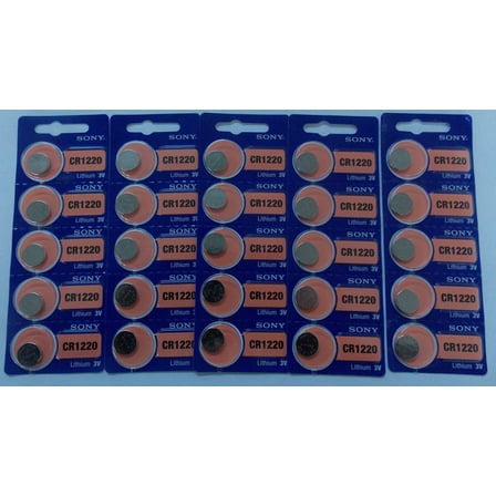 Sony Murata CR1220 3V Lithium Coin Battery - 25 Pack   FREE SHIPPING!
