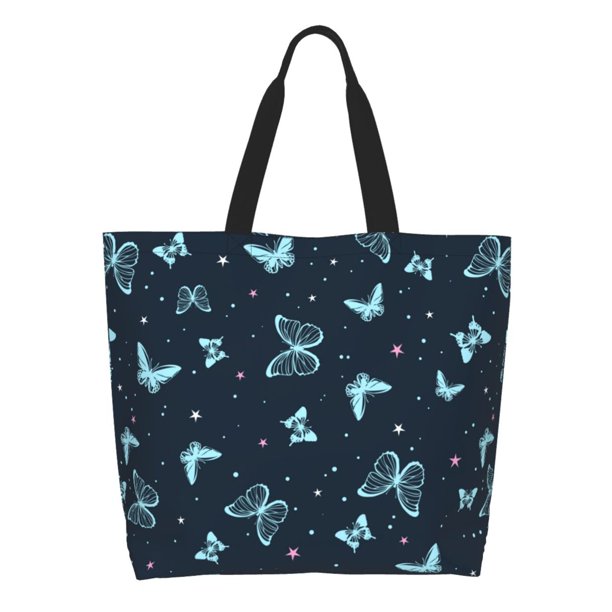 Fotbe Beautiful Butterflies Bolsa Tote Estética de Lona con Estampado para Mujer - Bolsa Reutilizable de Hombro Casual para Vacaciones, Compras, Trabajo y Gimnasio