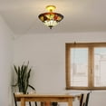 thumbnail image 4 of Kiven 13.8in Plug-in Flush Mount Ceiling Light Fixture, 3-Light Anti Glare Close to Ceiling Light with 15FT Cord, Tiffany-Style Glass Chandelier Dimmable for Bedroom Kitchen Hallway(No.3198), 4 of 7