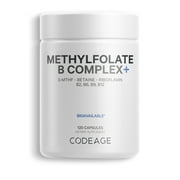 Codeage Methylfolate B Complex, Riboflavin, 2-Month Supply, Vitamins B6 & B12, 5 MTHF, Methylation, 120 ct