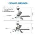 thumbnail image 3 of 42" Stainless Steel Ceiling Fan with LED Light - Industrial 5 Blade Fan Chandelier, 5000 CFM Quiet Motor, 3 Color Temperatures & Remote Control, Adjustable Downrod,for Kitchen/Living Room, 3 of 9
