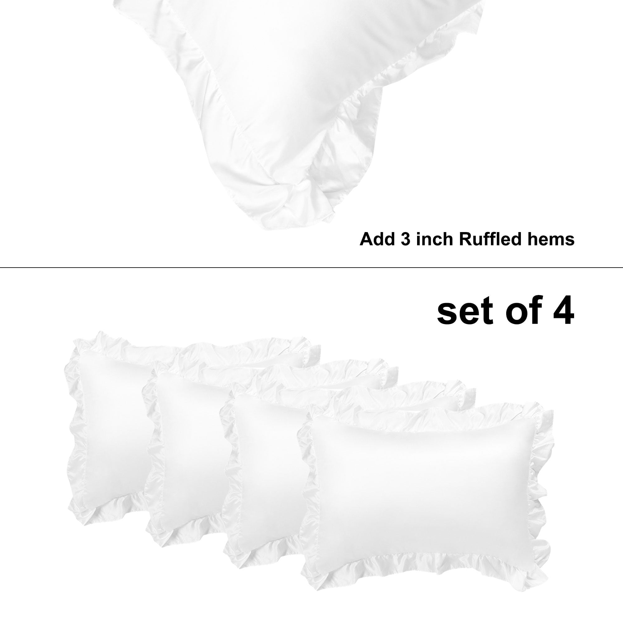 PiccoCasa Silky Satin Boudoir Pillow Shams 2pcs 12x16 inch + 3 inch