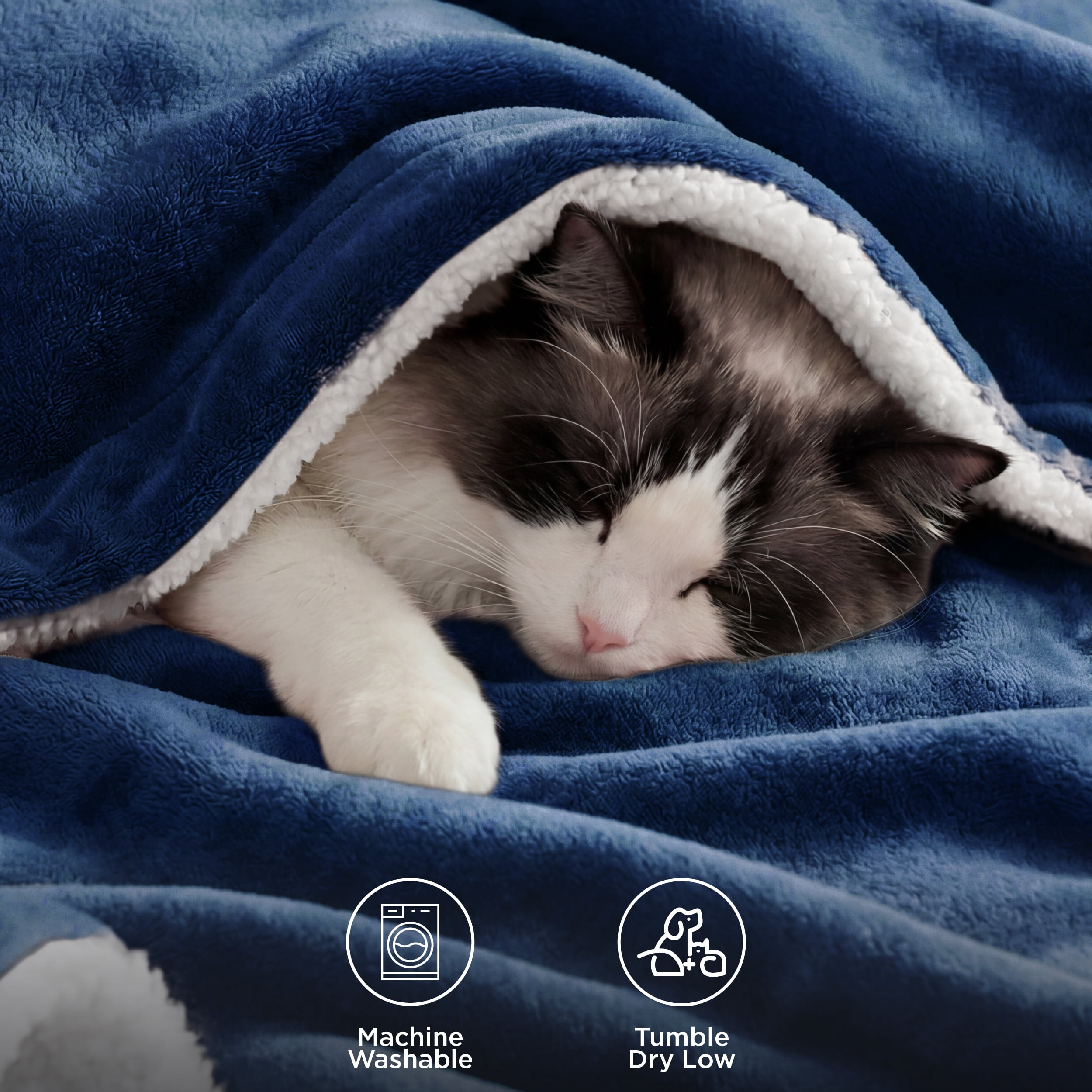 U by Bedsure GentleSoft Sherpa Fleece Throw Blanket Twin Size for Couch - Thick and Warm Throw for Women and Men, Soft Fuzzy Plush Twin Blanket for Winter, Navy, 60x80 Inches