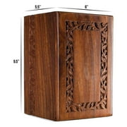 Forever Lane Rosewood Cremation Urn Decorative Box Wooden Urn for Ashes, Engraved Border