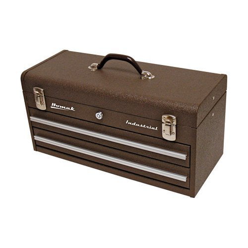 Homak Industrial 20-Inch 2-Drawer Friction Toolbox, Brown Winkle Powder  Coat, BW00202200