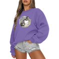 thumbnail image 1 of Rbaofujie Chandails pour Femmes Mode Décontractée Manches Longues Col Rond Imprimé Chandail en Molleton pour Dames Haut Blouse Violet Graphique Chandails à Capuchon, 1 of 3