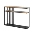 thumbnail image 2 of 41" Minimalist Metal Slatted Wood Console Table - Oak / Black, 2 of 6