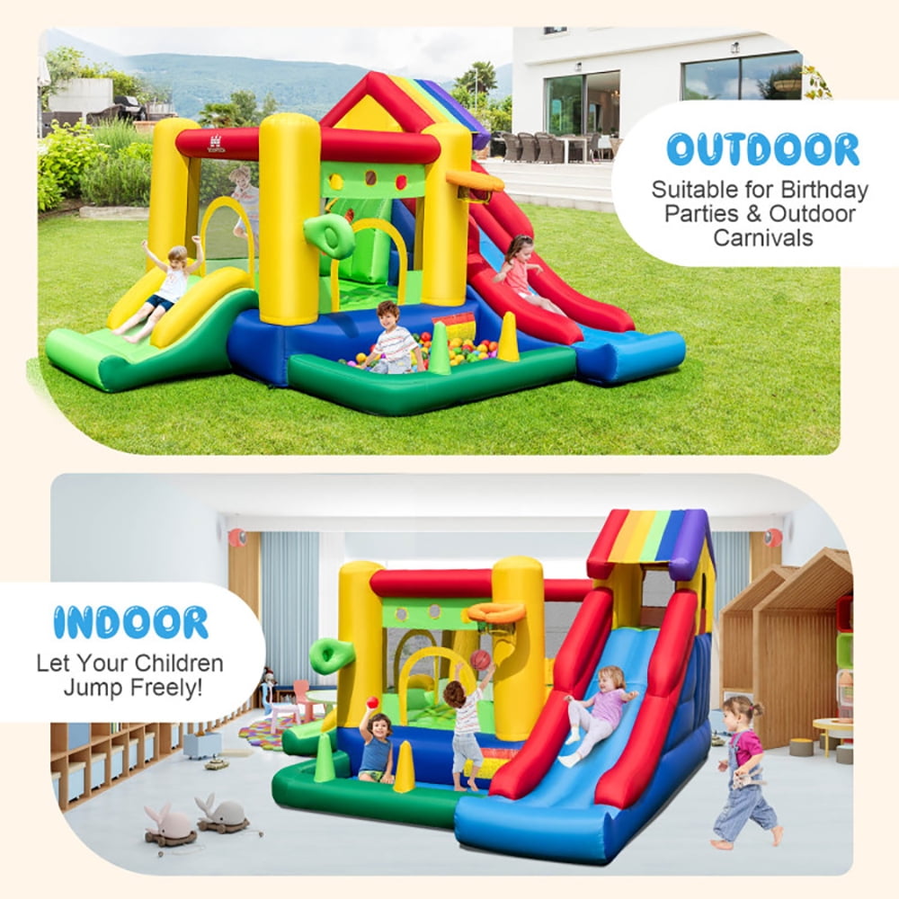 Aimee Lii Inflatable Bounce Castle with Double Slides and 735W Blower, Bounce House for Kids 3-10