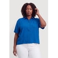 thumbnail image 2 of Women's Plus Size Solid Short Sleeve Button Front Shirt, 2 of 4