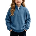 thumbnail image 5 of DJDLJWCJ Boys Sweatshirts Quarter Zipper Long Sleeve Pullover Sweatshirt Lightweight Solid Color Tops Blue Size 3T, 5 of 9