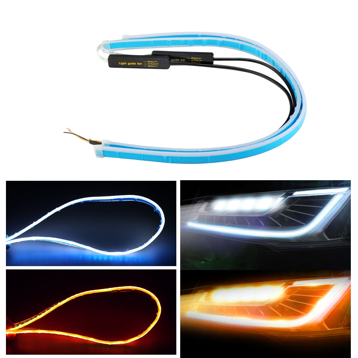 Erfenis Ondeugd catalogus 2x 60cm Flexible LED Switchback Car DRL Tube Light Strip Turn Signal -  Walmart.com