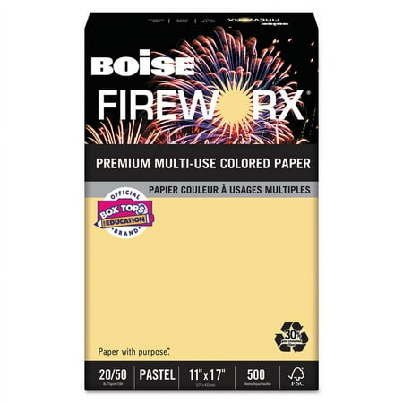 BOISE FIREWORX Premium Multi-Use Colored Paper, 11" x 17" Ledger, Boomin' Buff, 20 lb., 1 Ream (500 Sheets)